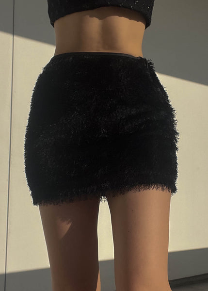 Fuzzy Black Mini Skirt (26")