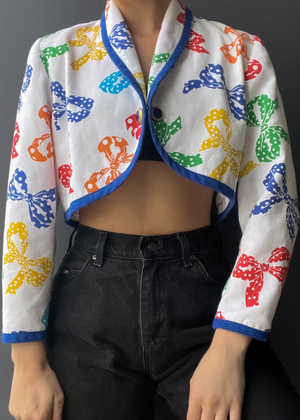 80's Rainbow Bow Crop Blazer (S)