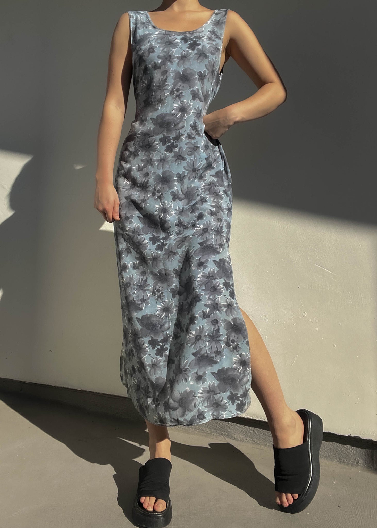 90's Gray Floral Maxi (M)