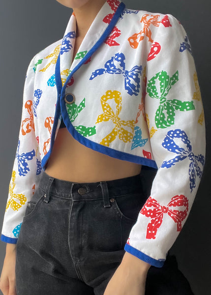 80's Rainbow Bow Crop Blazer (S)
