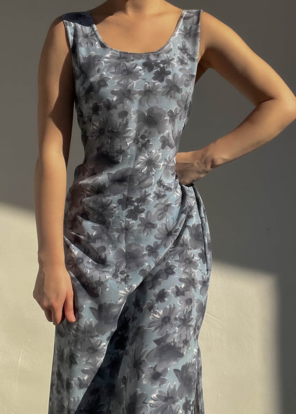 90's Gray Floral Maxi (M)