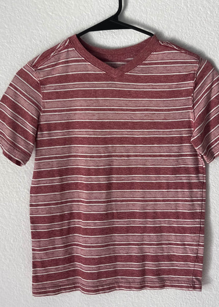 90's  Striped Burgundy V-Neck Tee (S)