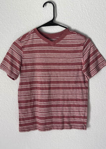 90's  Striped Burgundy V-Neck Tee (S)