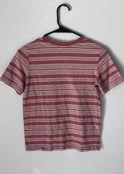 90's  Striped Burgundy V-Neck Tee (S)