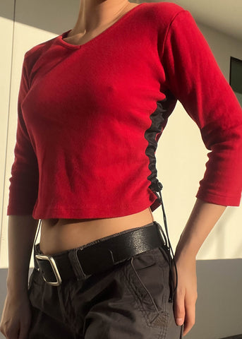 90's Red & Black Cinch Top (S)