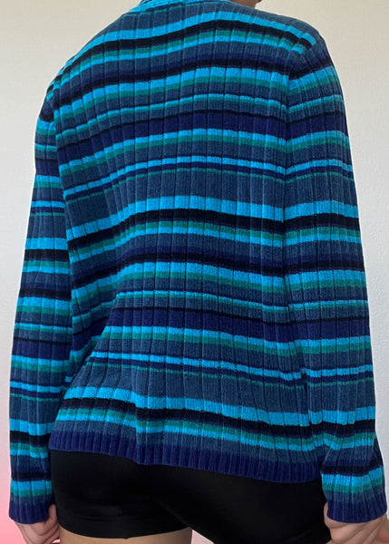 Blue Stripe Plush 1/4 Zip (L)
