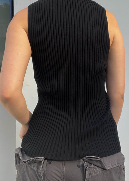 Y2k Stretchy Black Knit Tank (M-L)