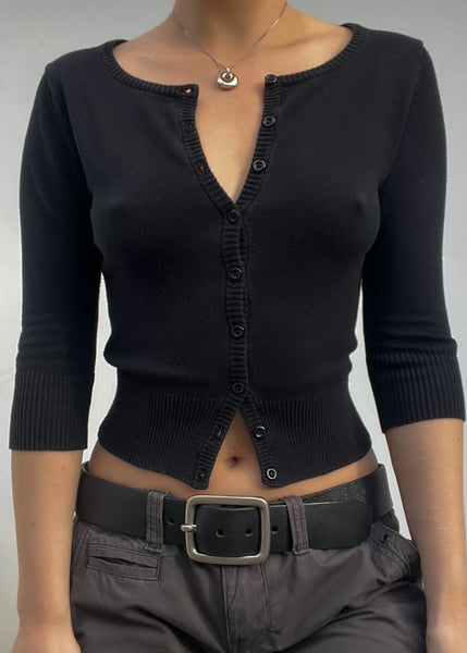 Y2k Black Knit Cardi (S)