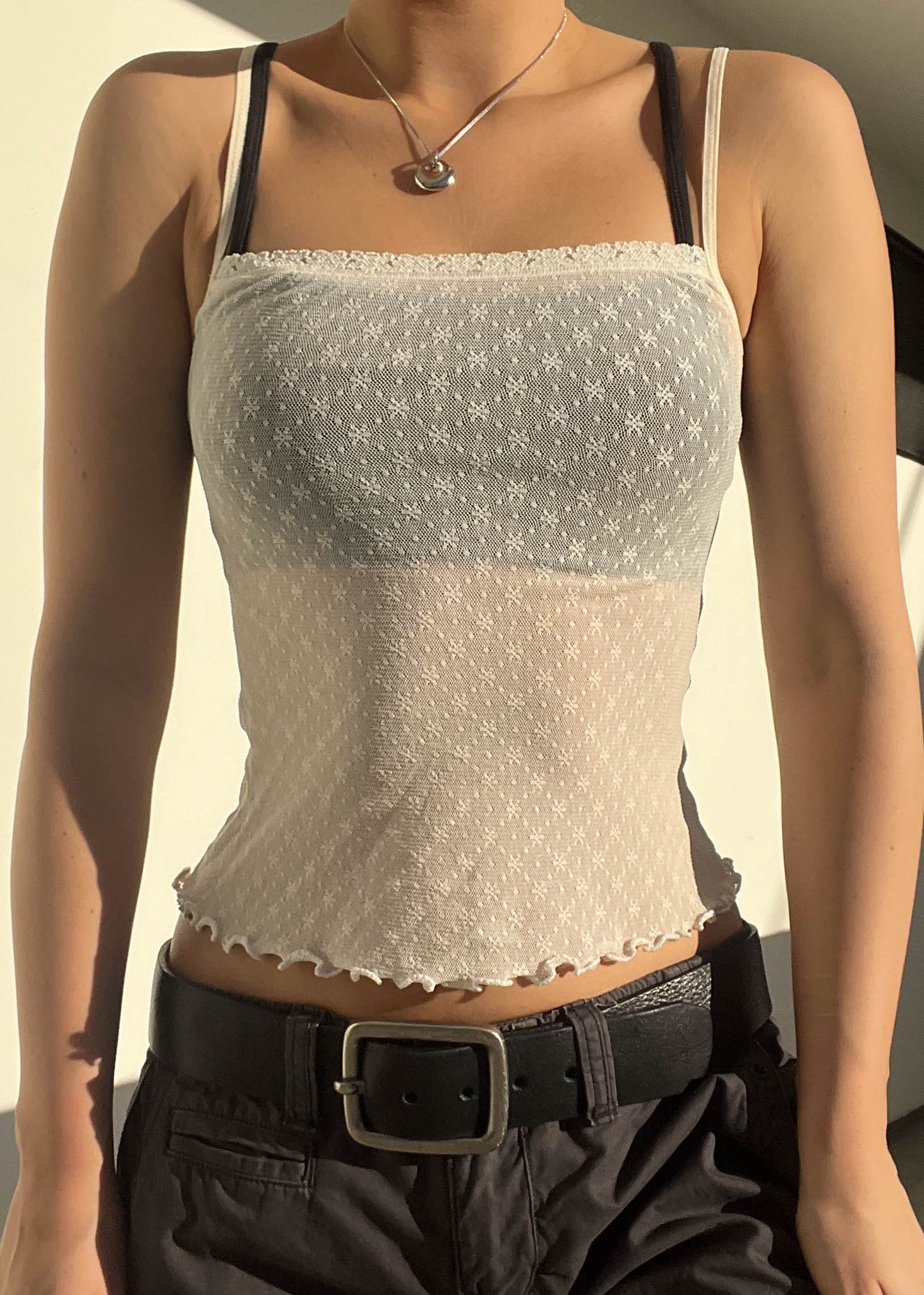 90's Cream Mesh Tank (S)