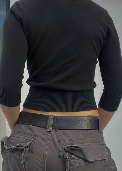 Y2k Black Knit Cardi (S)