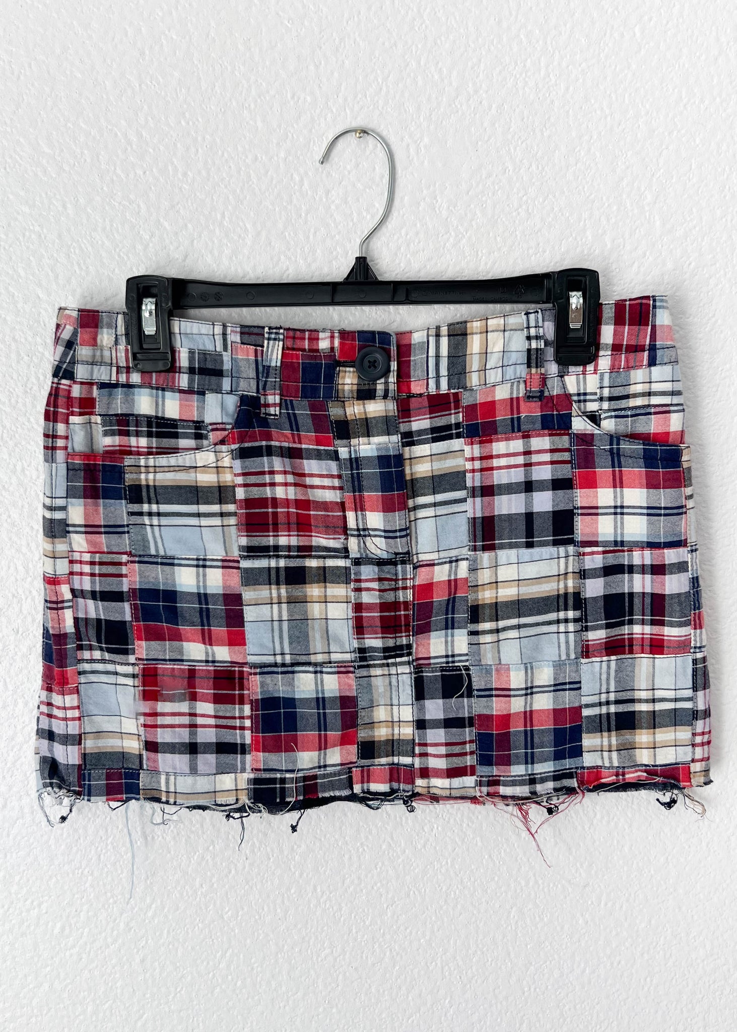 Y2k Patchwork Plaid Mini Skirt (M)