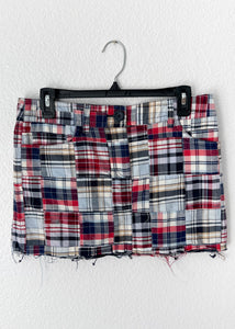 Y2k Patchwork Plaid Mini Skirt (M)