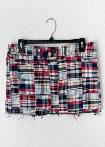 Y2k Patchwork Plaid Mini Skirt (M)