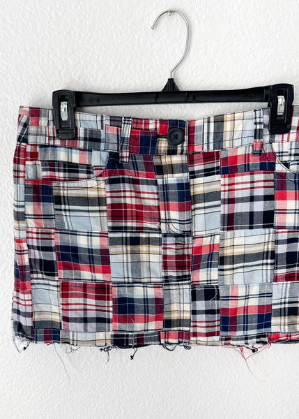 Y2k Patchwork Plaid Mini Skirt (M)