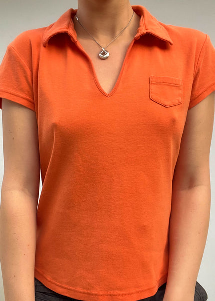 Orange Express Collared Tee (S/M)