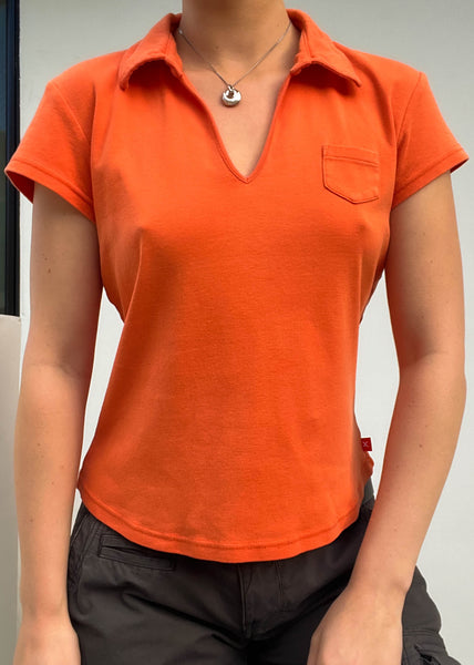 Orange Express Collared Tee (S/M)