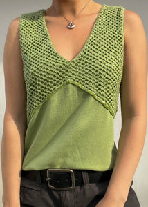 Green Beaded Crochet Tank (L)