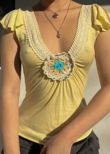 Amelia Crochet Flower Top (S)