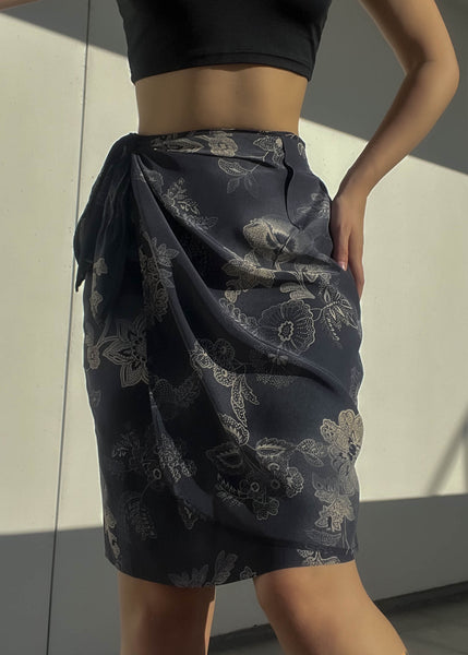 Floral Paisley Print Midi Skirt (27-28”)