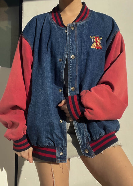 90's Color-Block Varsity Bomber (L)