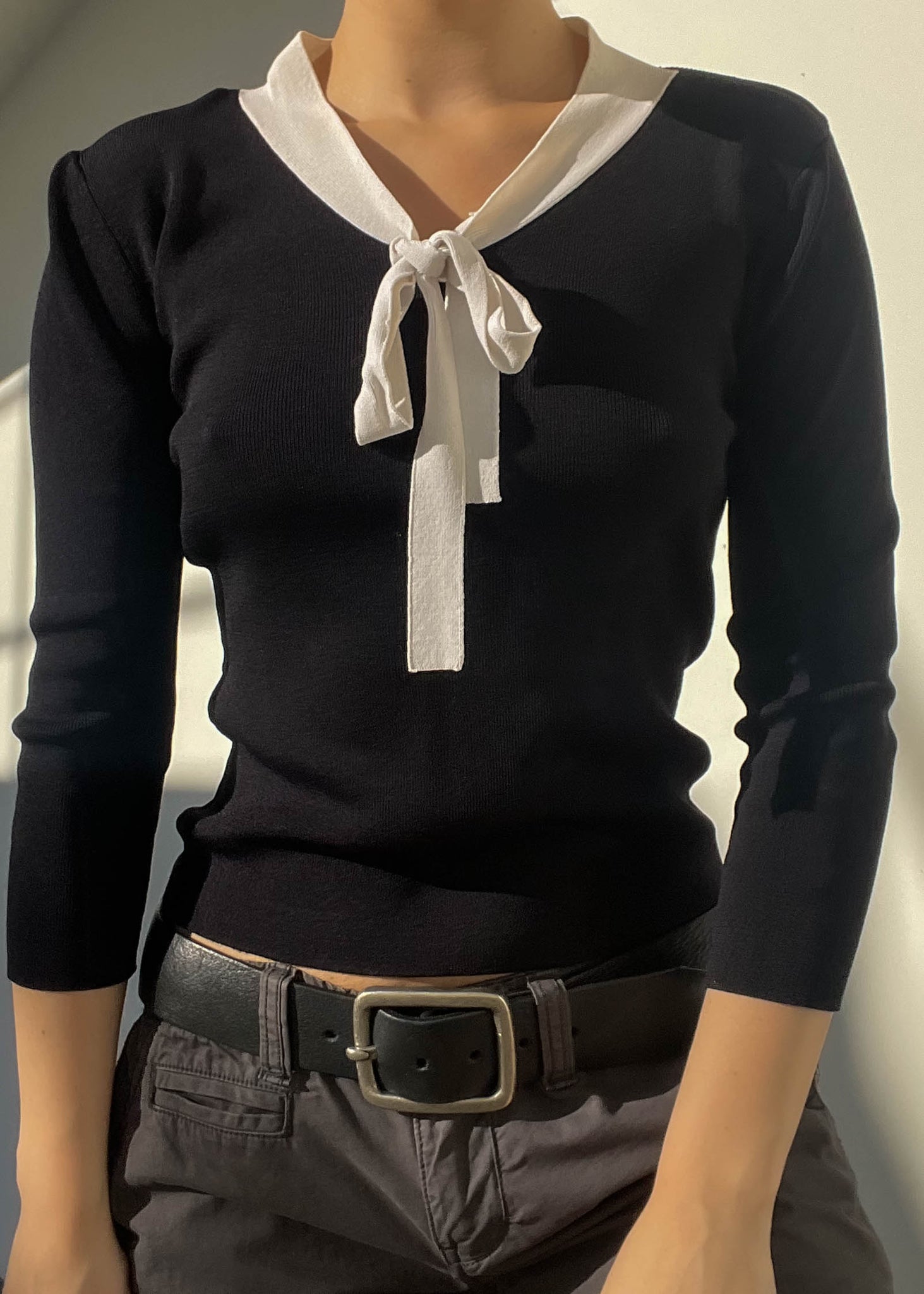 90's Black & White Knit Top (S)