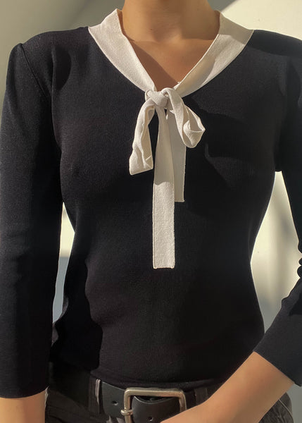 90's Black & White Knit Top (S)