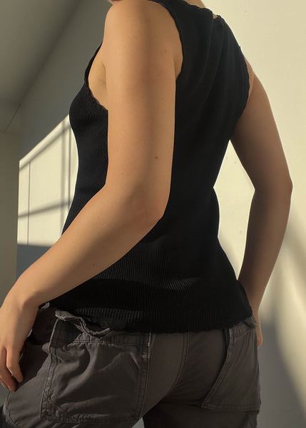 Crochet Flower Knit Tank (S)