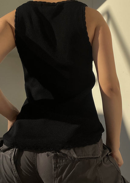 Crochet Flower Knit Tank (S)