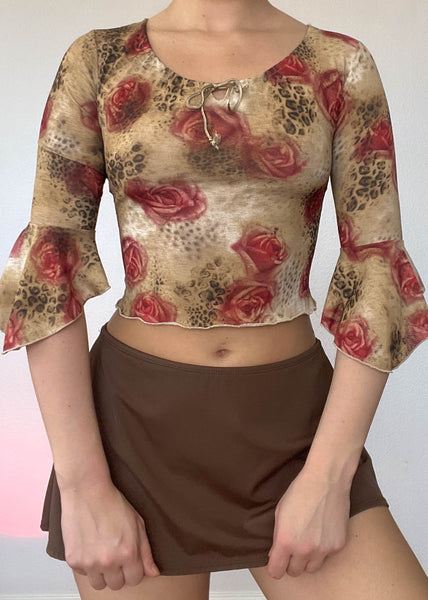 90's Rose Bell Sleeve Crop (XS-S)