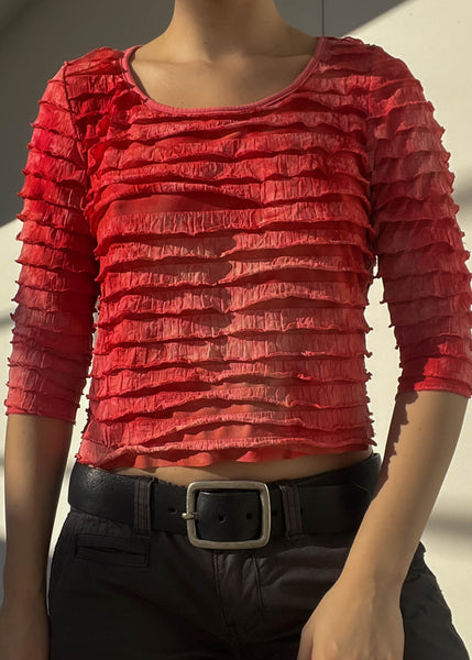 90's Textured Red Top (S-M)