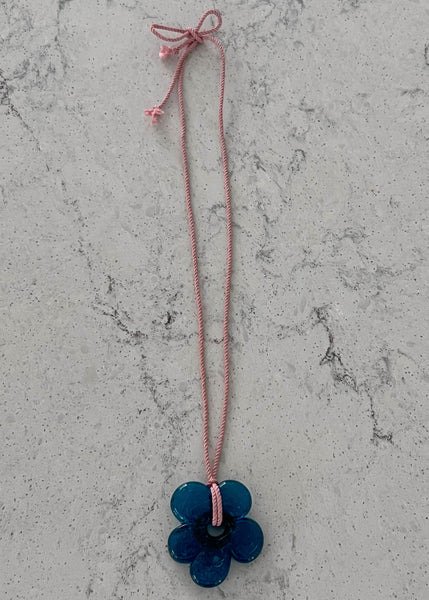 Pink & Blue Flower Necklace