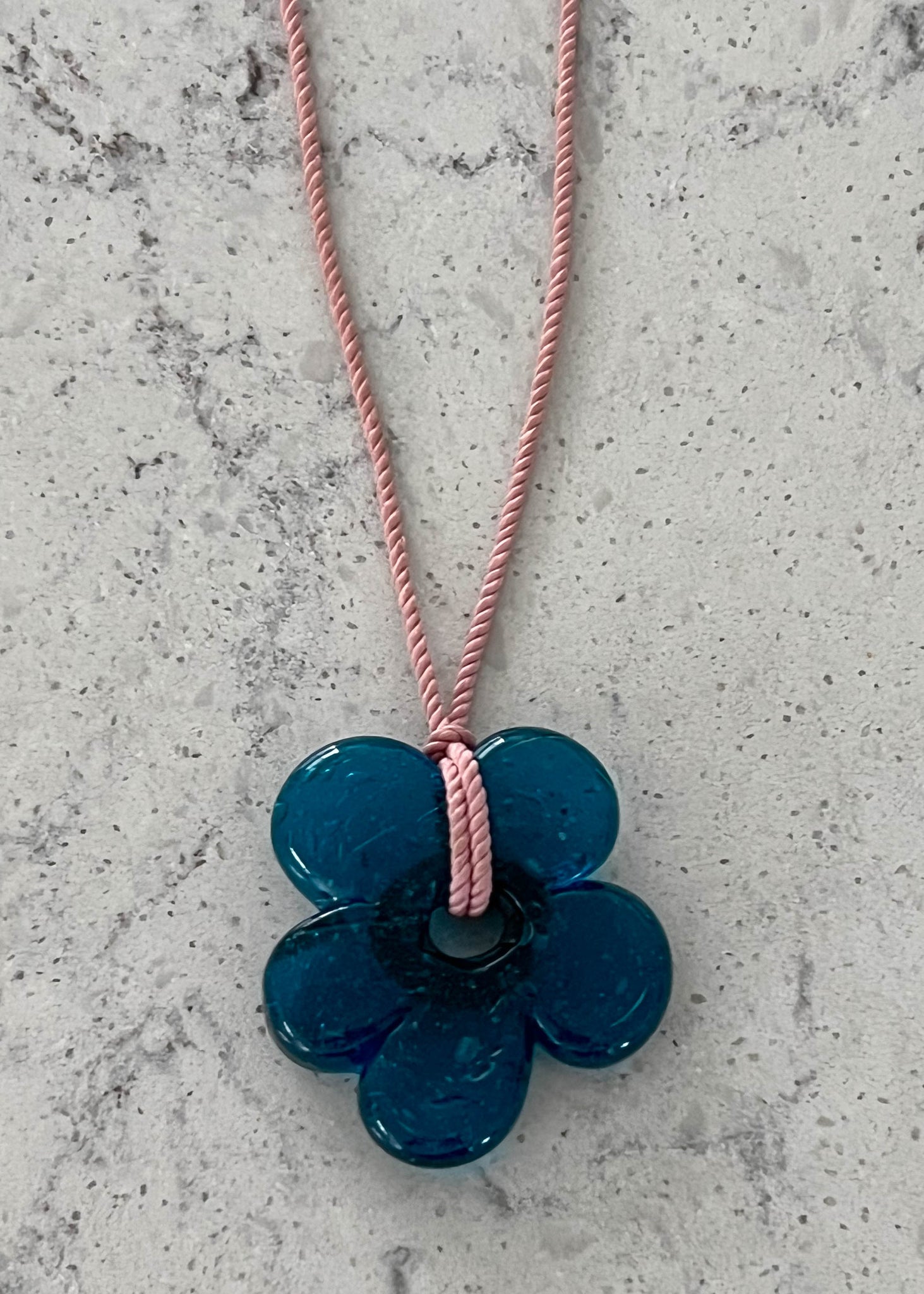 Pink & Blue Flower Necklace