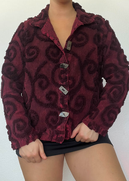 90's Burgundy Swirl Jacket (M-L)