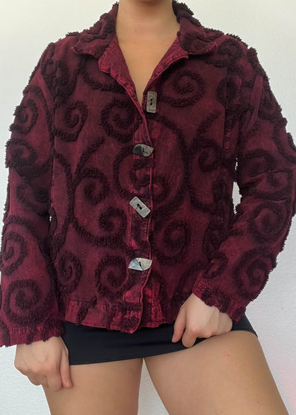 90's Burgundy Swirl Jacket (M-L)