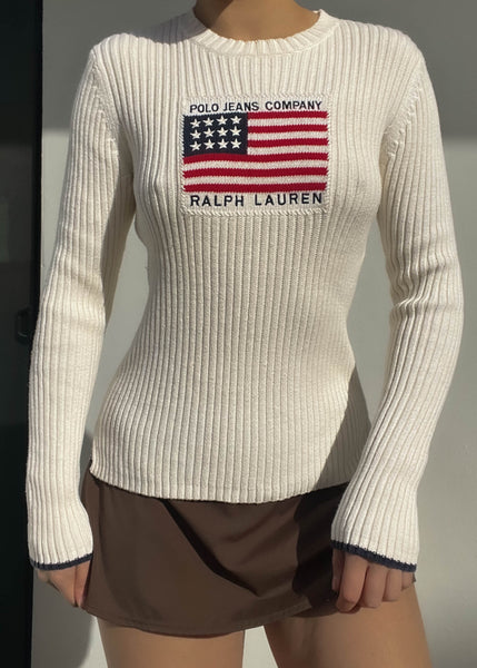 90's Cream RL Flag Knit (M)