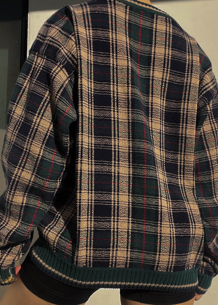 90's Rosebud Plaid Sweater (L)