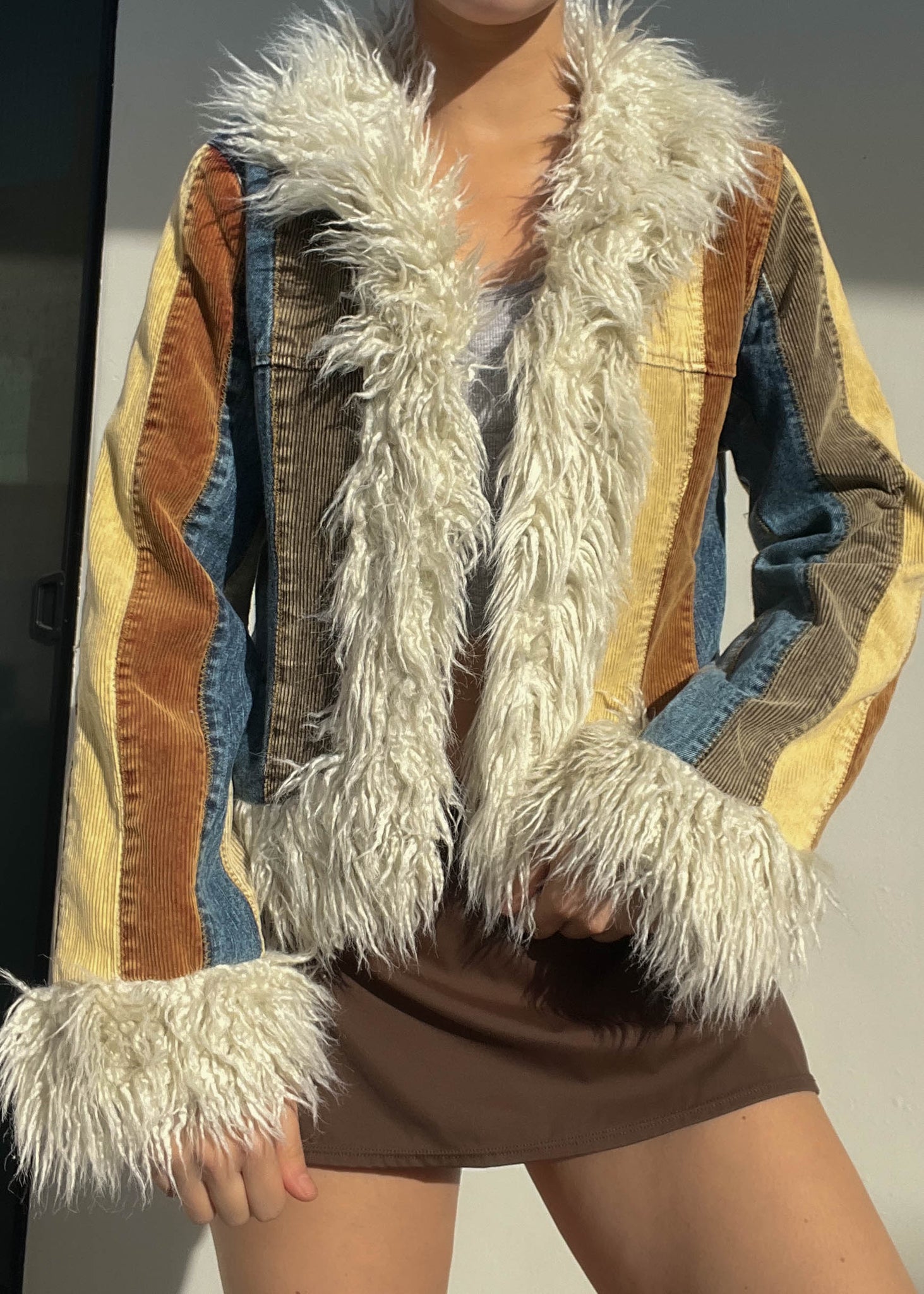 Corduroy Fur Trim Jacket (M)