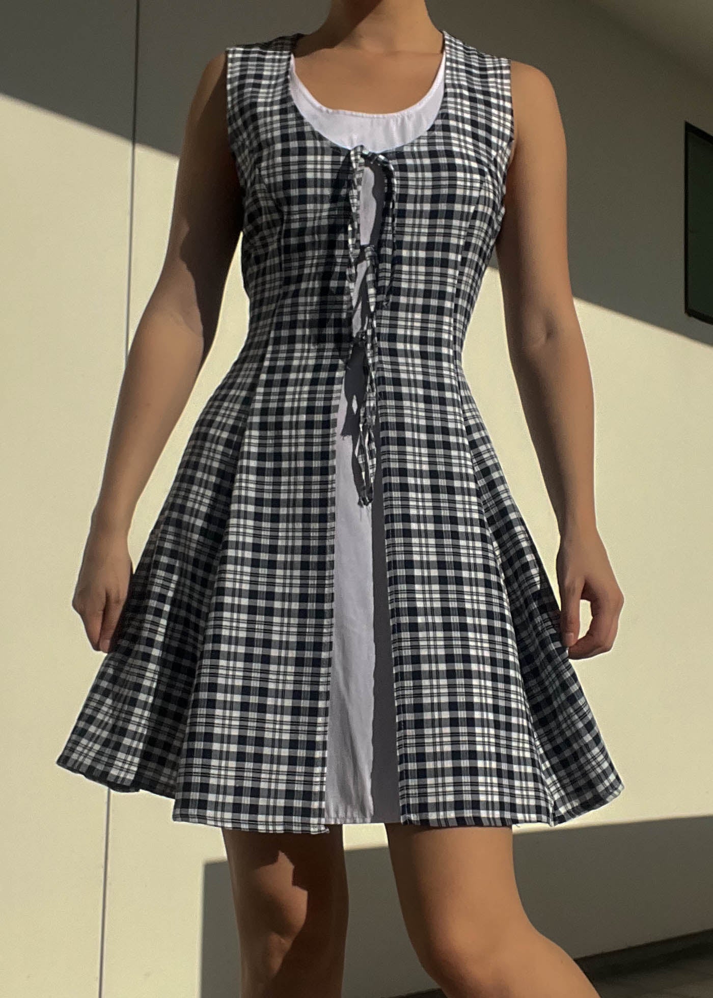 90’s Layered Plaid Mini Dress (M-L)