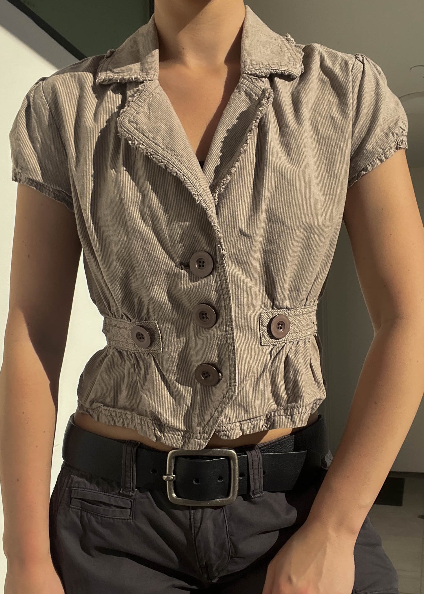 Y2K Earth Tone Blazer Top (M)
