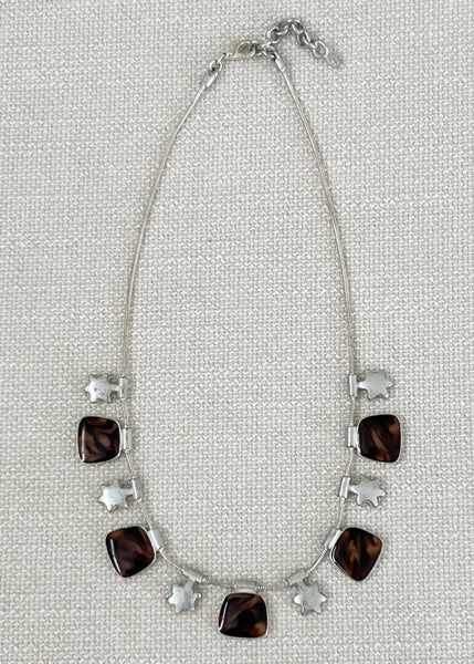 90’s Tortoise Shell & Star Charm Necklace