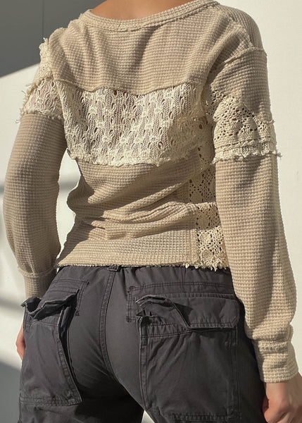Patchwork Lace Up Knit (S)