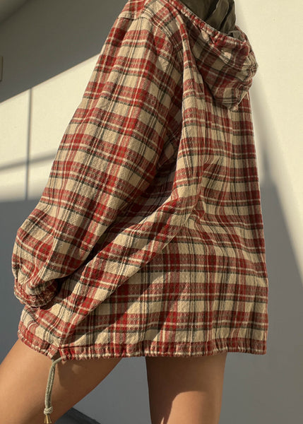 90's 1/4 Zip Flannel Hoodie (L-XL)