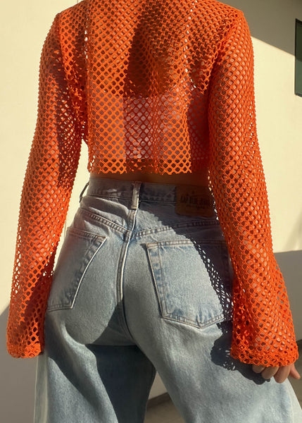 Orange Fish Net Bell Sleeve (S)