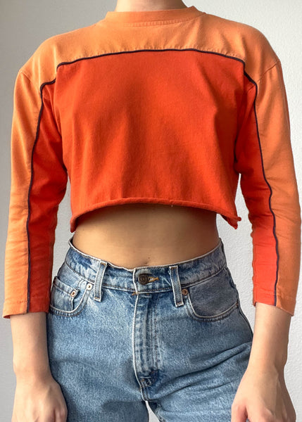 Y2k Orange Color-Block Crop (XS-S)