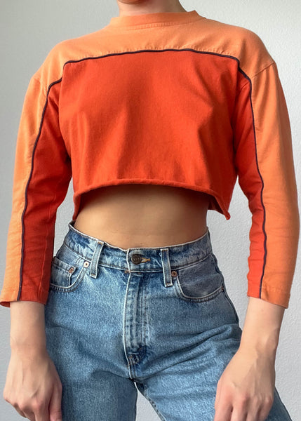 Y2k Orange Color-Block Crop (XS-S)