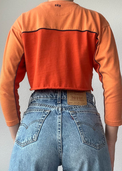 Y2k Orange Color-Block Crop (XS-S)