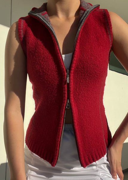 90's Red Double Zip Vest (XS-S)
