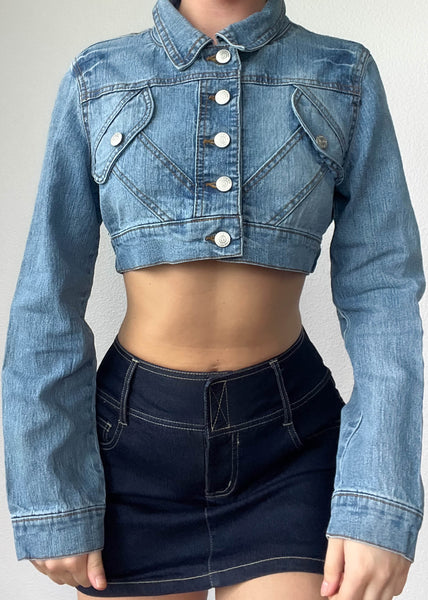 Y2k Denim Crop Jacket (S)