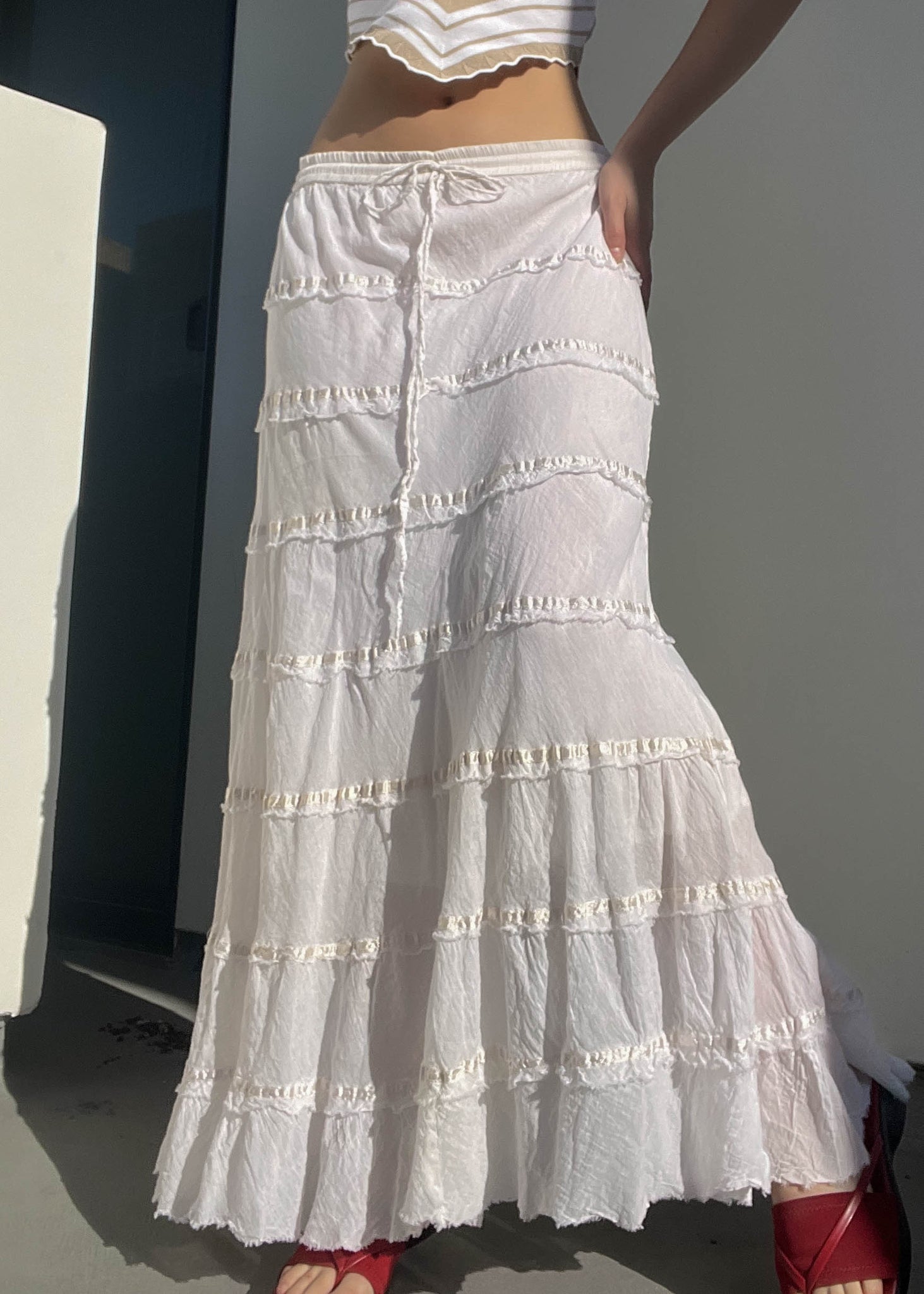 Y2k White Maxi Skirt (L)