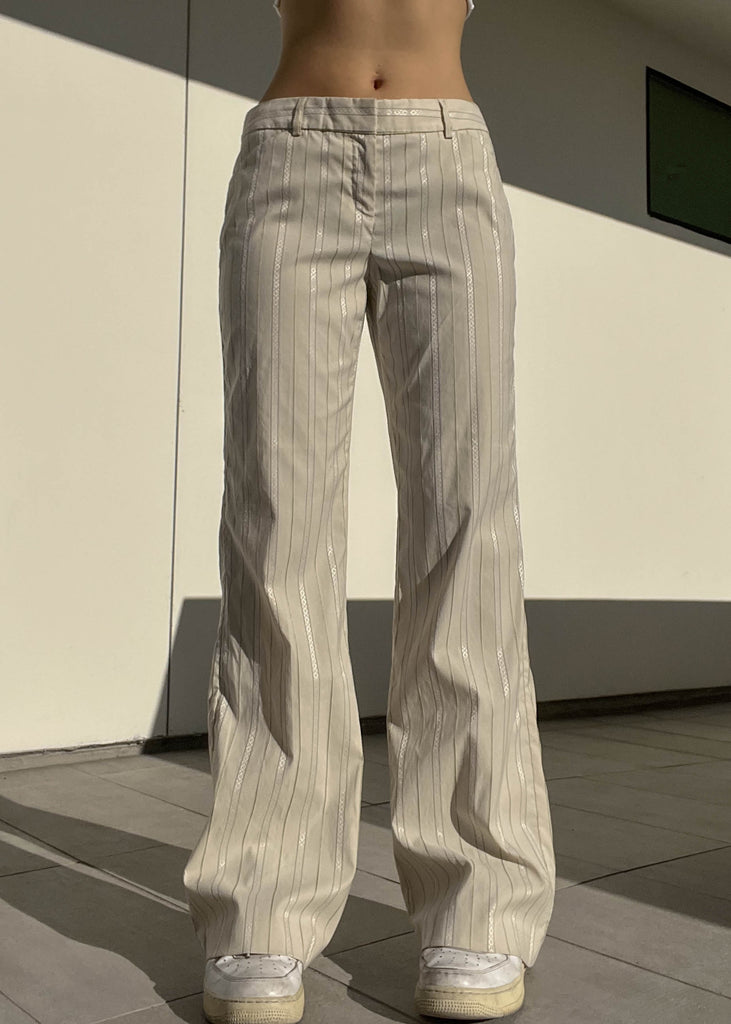 Cream & Green Pinstripe Flares – Retro and Groovy
